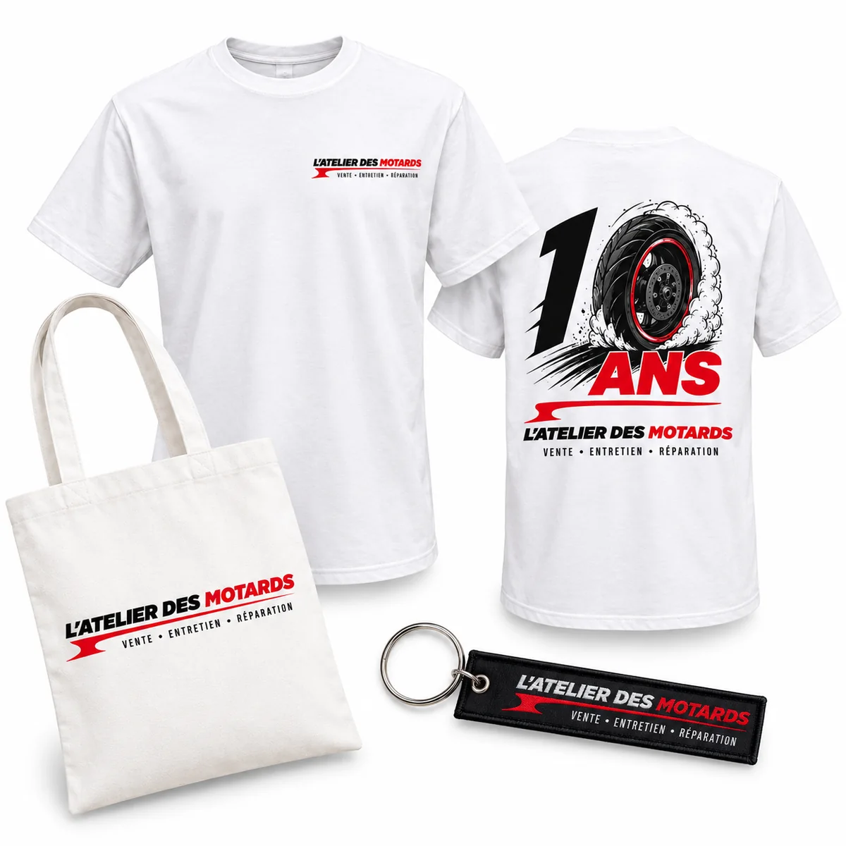 Pack 10 ans — 1 t-shirt, 1 tote bag, 1 porte-clé